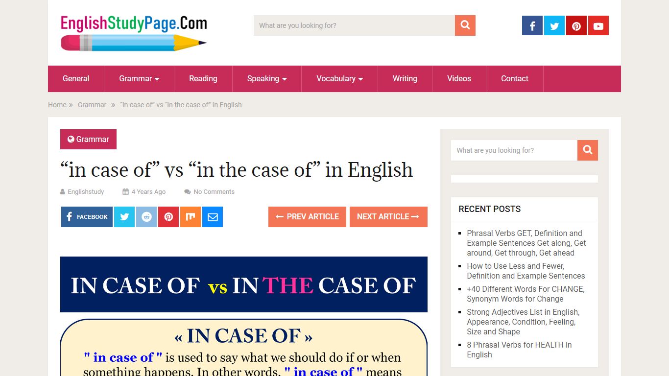"in case of" vs "in the case of" in English - English Study Page